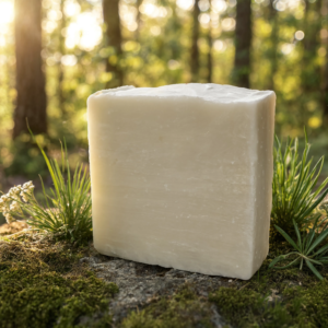 grass fed tallow soap in forest