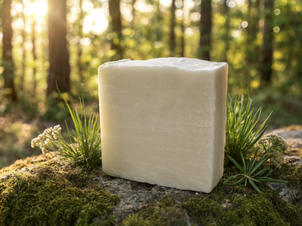 grass fed tallow soap in forest